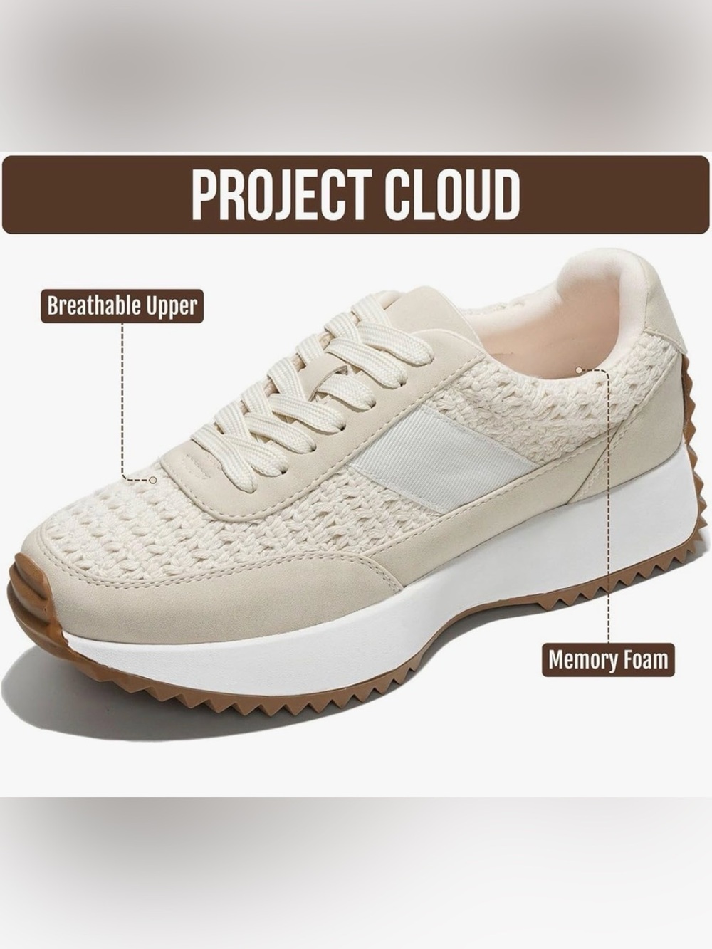 NWOT Project Cloud Memory Foam Woven Sneakers (7) - Picture 2 of 3